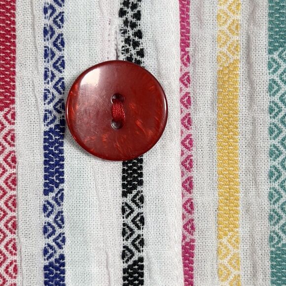 Ali Miles Button Front Tunic Shirt Sz 3X Rainbow Stripe 3/4 Sleeve Wire Collar - Picture 7 of 10